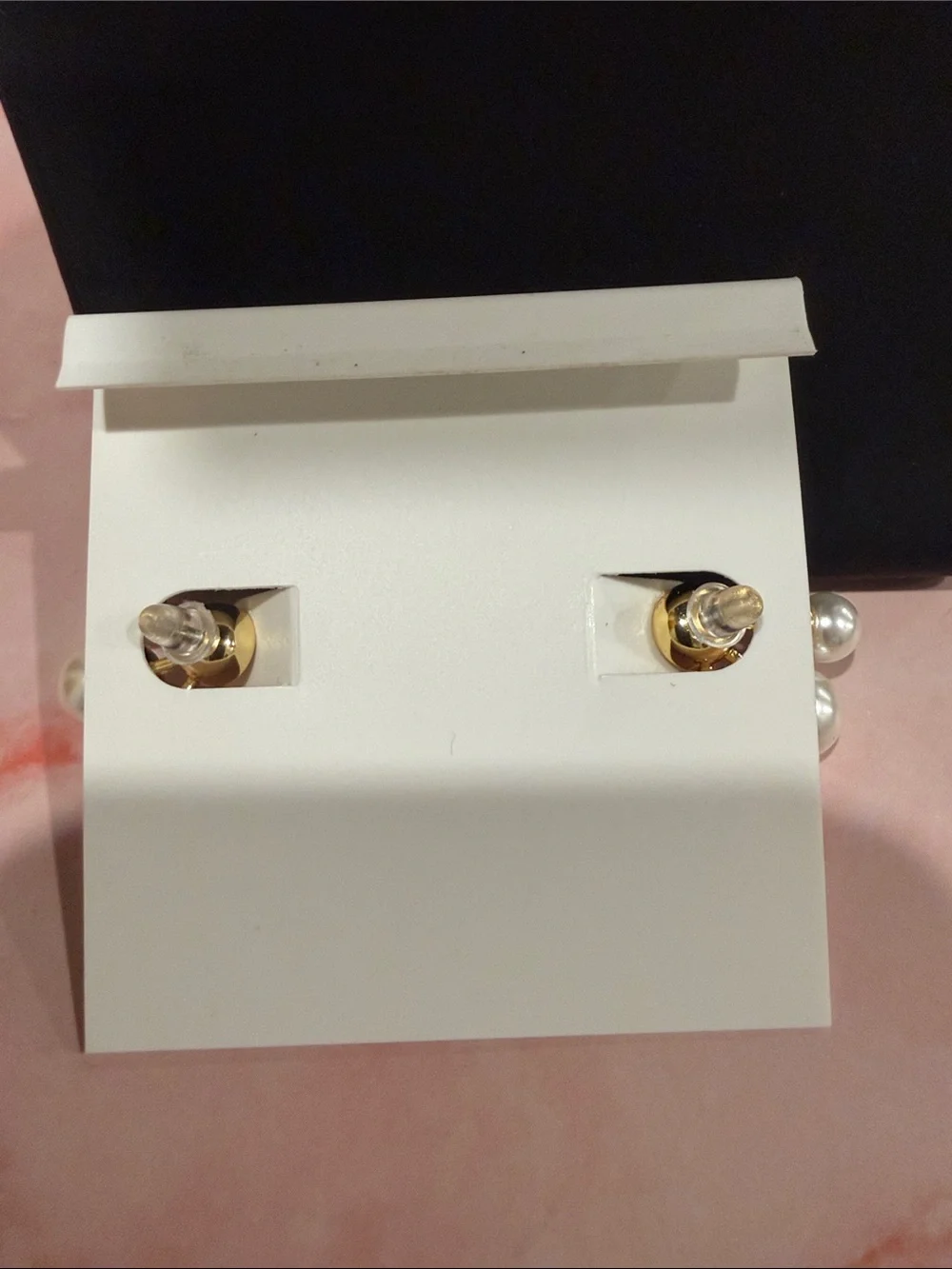 Tory Burch | Gold Plated Logo Earrings with Pearl Drop 3D Backs | Small